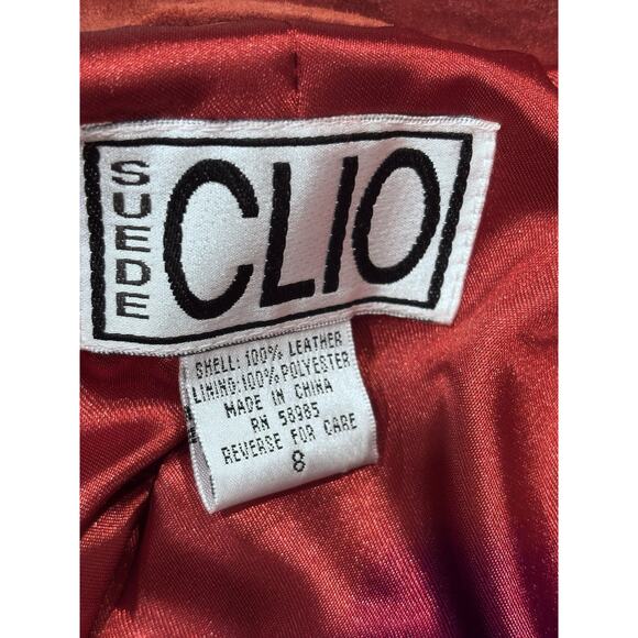 SUEDE CLO Women’s Genuine Suede Leather Jacket Rust Orange Button Front Size 8 - Picture 5 of 8